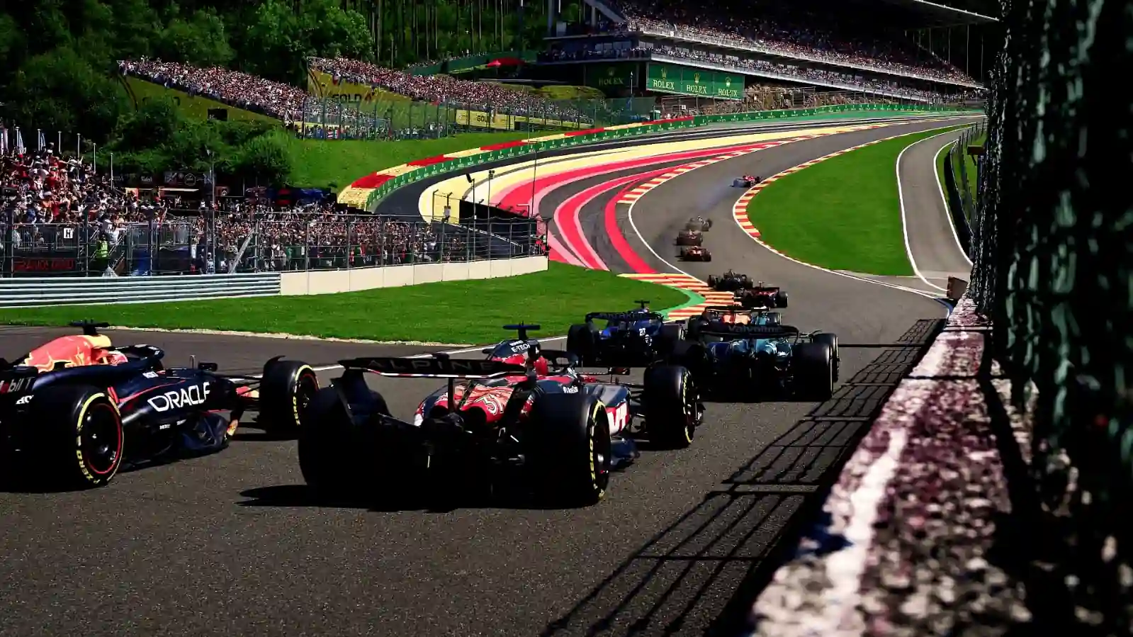 Formula 1 car racing at the Dutch Grand Prix at Zandvoort